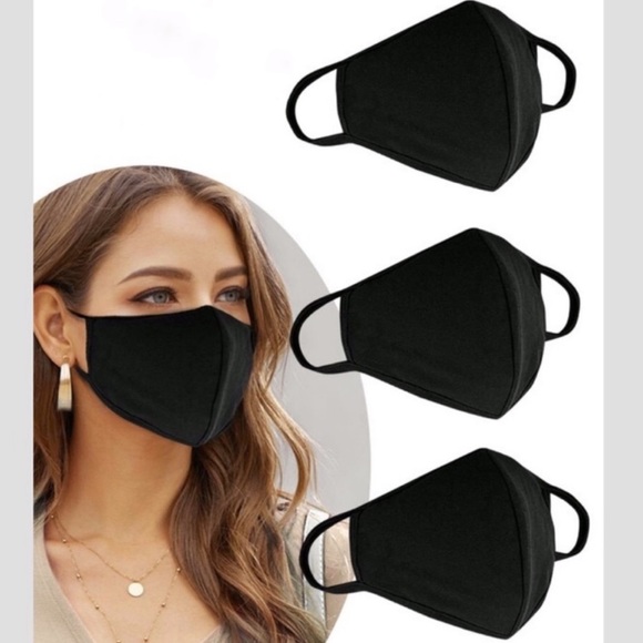 Made In USA Black Face Mask Cotton Reusable - Picture 2 of 5